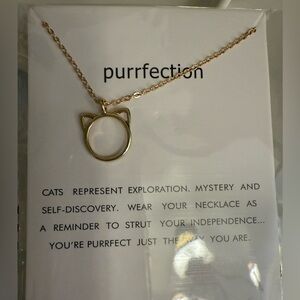 Dainty Cat Fashion Necklace, Gold-Tone Chain